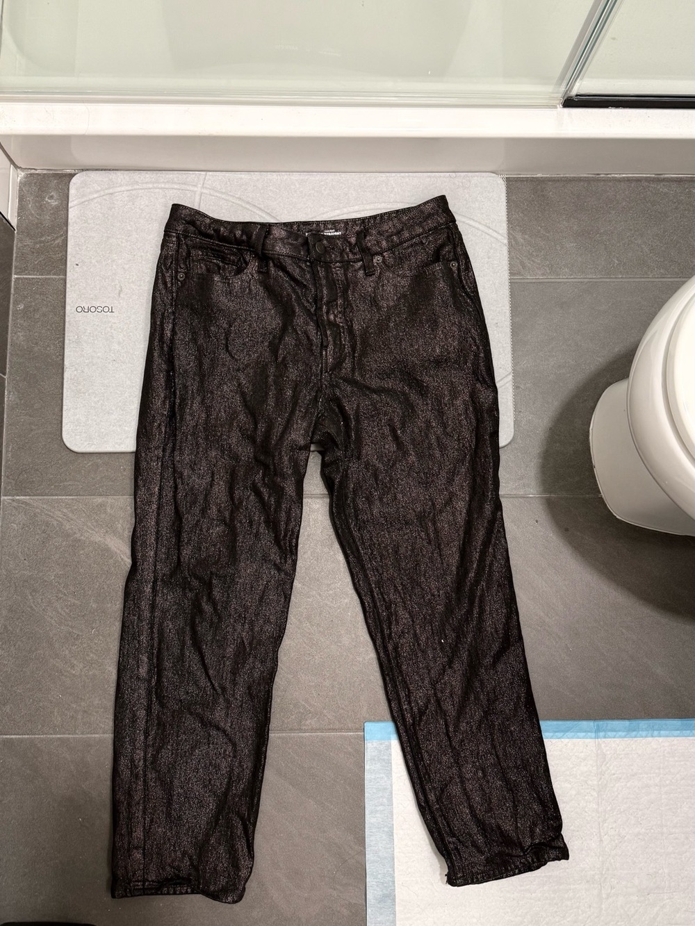 Old Navy Metallic dark brown metallic high rise straight Jeans